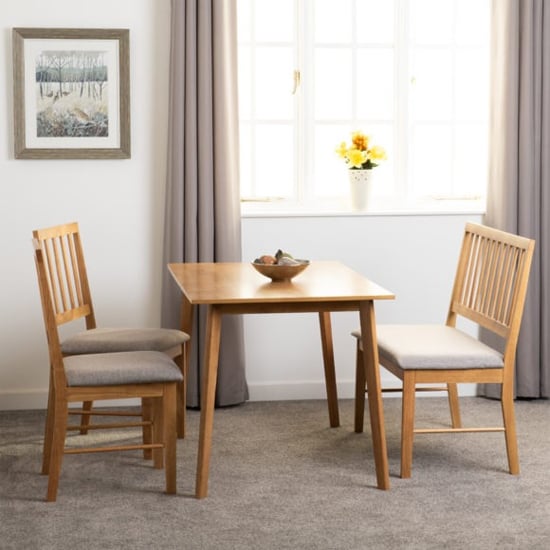 Alcudia Wooden Dining Table With 2 Chairs 1 Bench In Oak