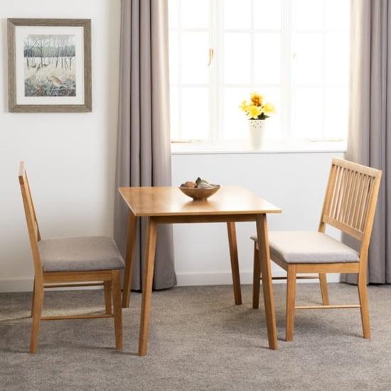 Read more about Alcudia wooden dining table with 2 dining benches in oak