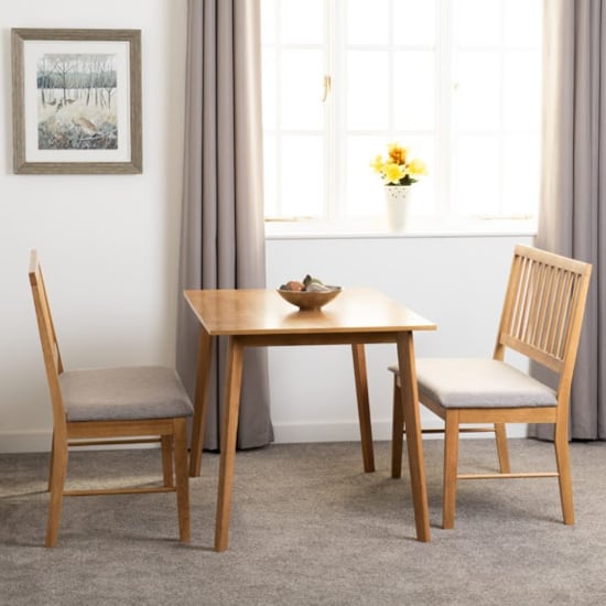 Alcudia Wooden Dining Table With 2 Dining Benches In Oak