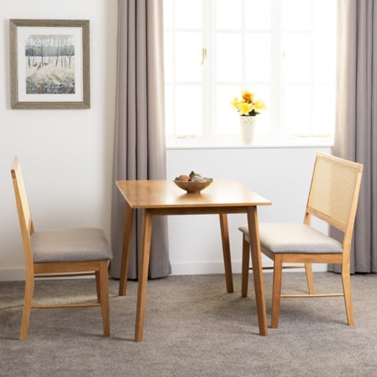 Read more about Alcudia wooden dining table with 2 ellis dining benches in oak