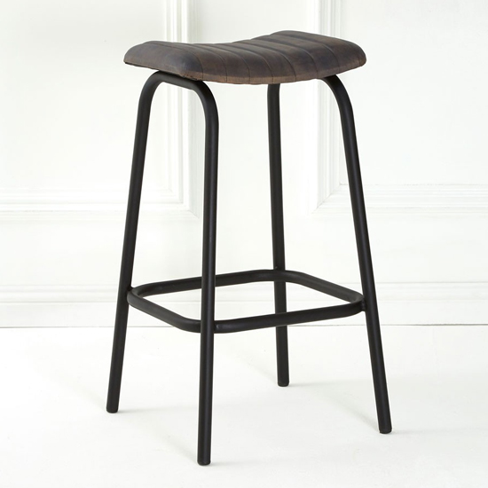 Australis Antique Blue Faux Leather Bar Stools In Pair FiF