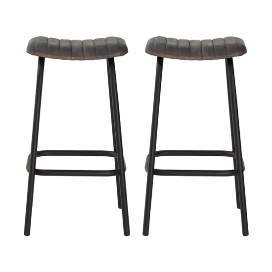 Australis Antique Blue Faux Leather Bar Stools In Pair FiF