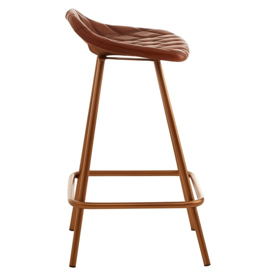Australis Tan Leather Bar Stool With Iron Cubic Base_2