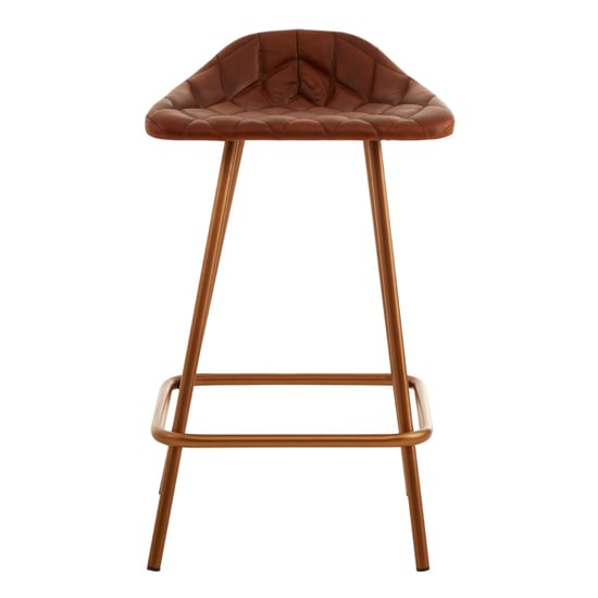 Product photograph of Australis Tan Leather Bar Stool With Iron Cubic Base from Furniture in Fashion