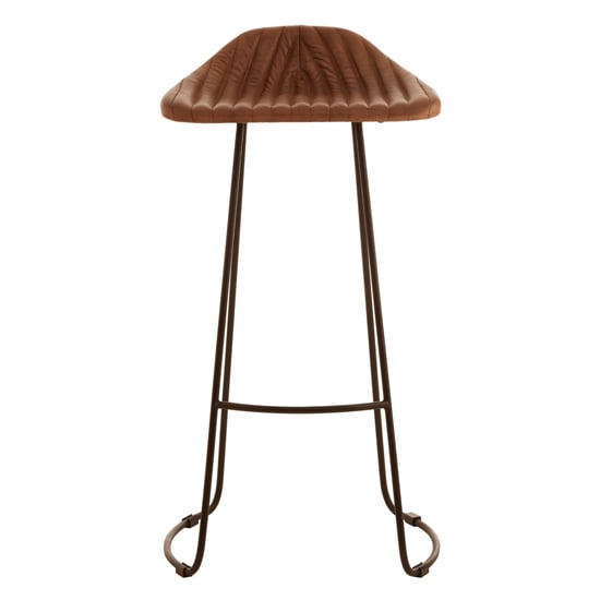 Australis Brown Leather Bar Stool With Iron Sled Base_1