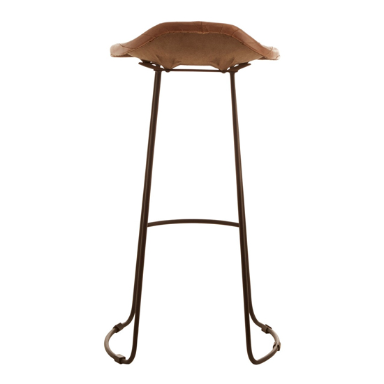 Australis Light Brown Leather Bar Stool With Iron Sled Base