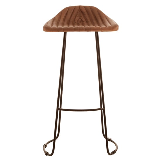 Read more about Australis light brown leather bar stool with iron sled base