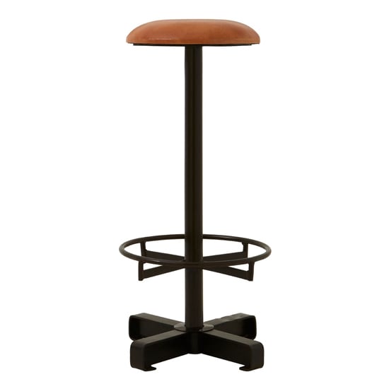 Australis Round Light Brown Leather Bar Stool With Iron Base_1