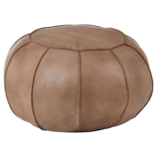 Product photograph of Australis Genuine Leather Pouffe In Grey from Furniture in Fashion