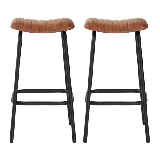 Australis Light Brown Faux Leather Bar Stools In Pair Furniture in