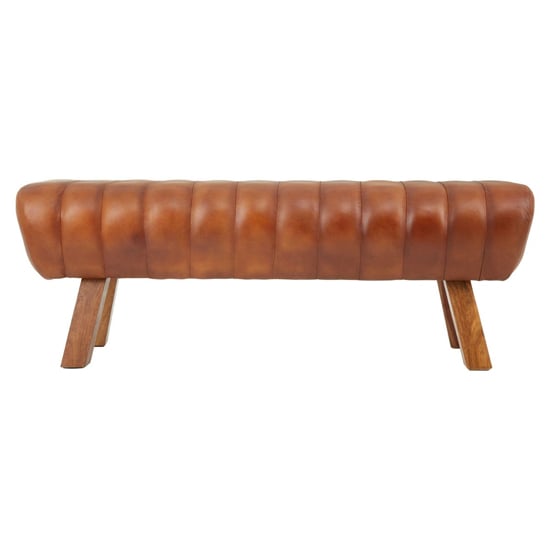 Australis Upholstered Tan Leather Gym Stool With Wooden Legs_2