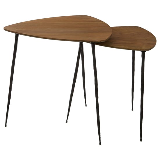 Australis Wooden Nest Of 2 Tables With Metal Legs In Brown_2