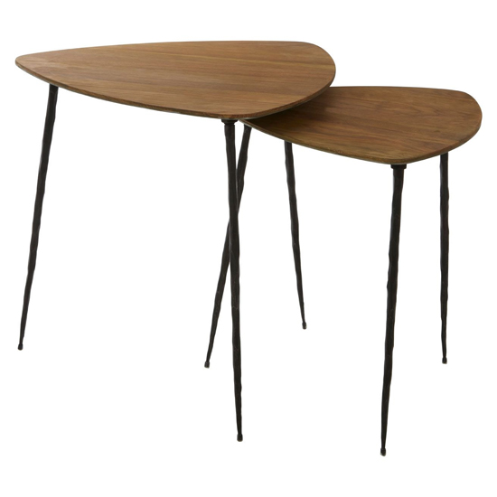 Australis Wooden Nest Of 2 Tables With Metal Legs In Brown_3