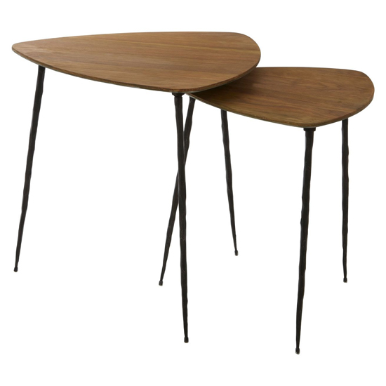Australis Wooden Nest Of 2 Tables With Metal Legs In Brown