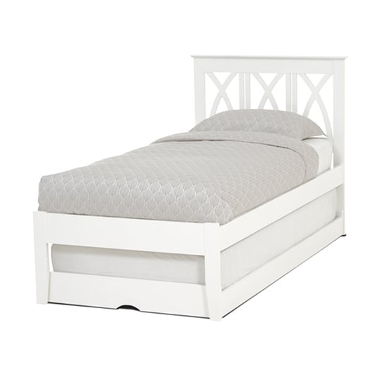 Autumn Hevea Wooden Single Bed And Guest Bed In Opal White