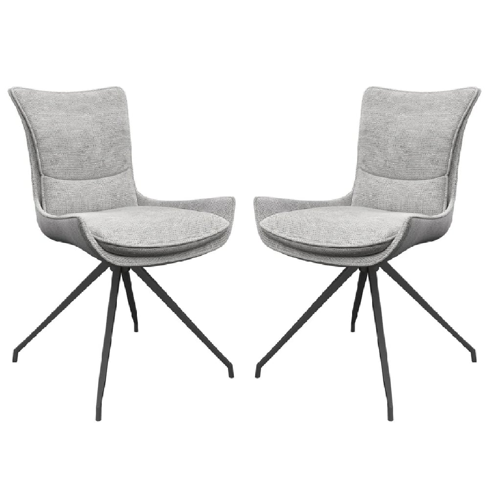 Read more about Auxvasse grey fabric swivel dining chairs in pair