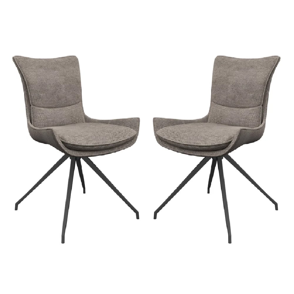 Read more about Auxvasse mink fabric swivel dining chairs in pair