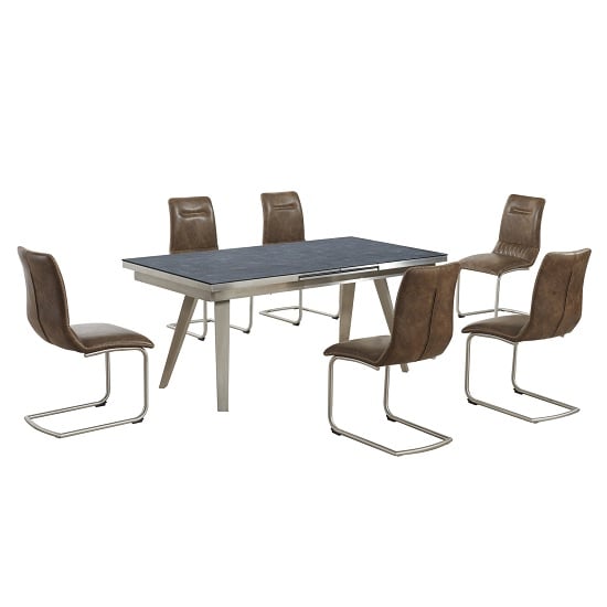 Massimo Extendable White Glass Table With 6 Black Chairs Furniture in