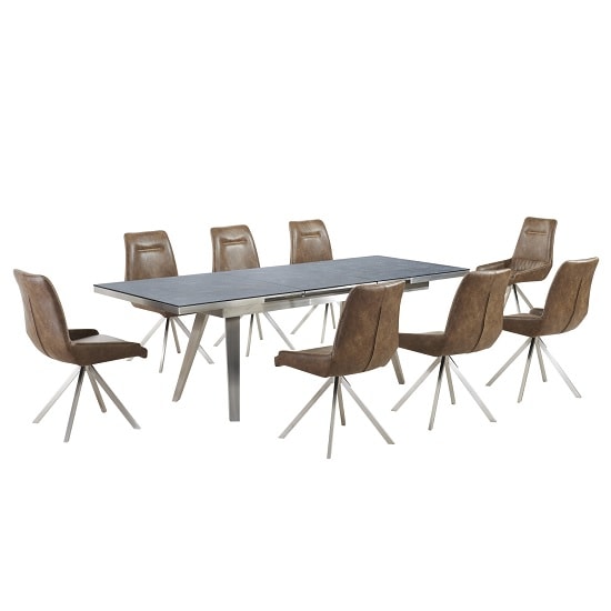 Tavolo Gloss Black Pedestal Dining And 8 Image Dining Chairs