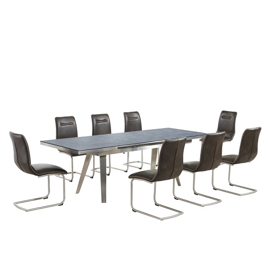 Manhattan Extendable High Gloss Dining Table With 8 Flair Chairs