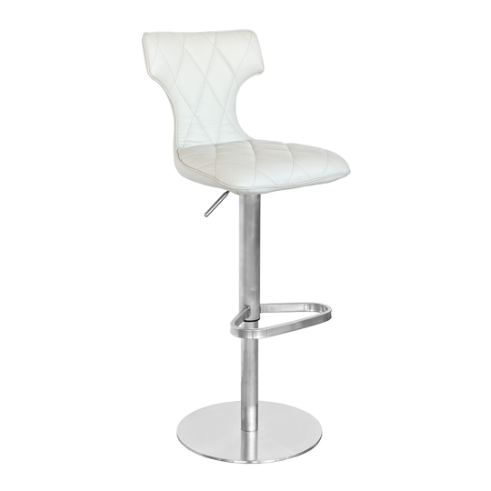 Photo of Ava cream faux leather bar stool with stainless steel base