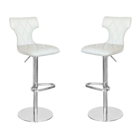 Read more about Ava cream leather bar stool in pair