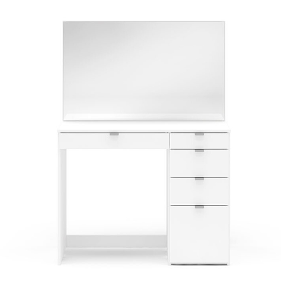 Ava Wooden Dressing Table With 5 Drawers And Mirror In White_2