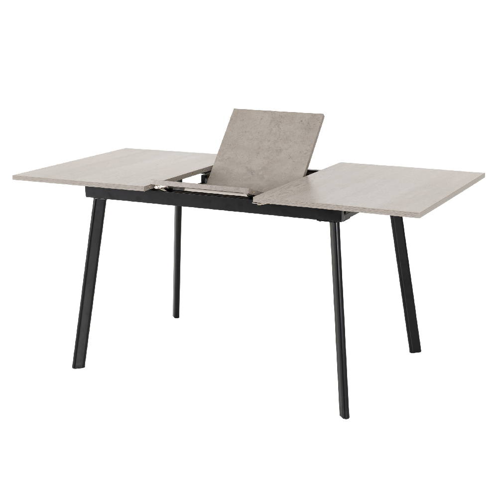 Avah Extending Concrete Dining Table With 4 Green Chairs