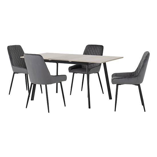 Avah Extending Concrete Effect Dining Table 4 Avah Grey Chairs