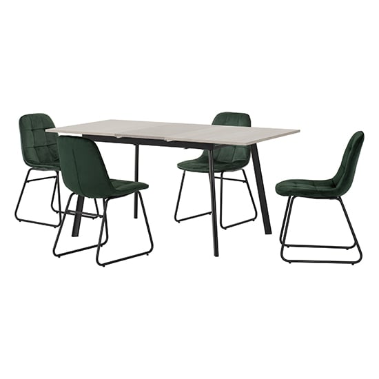 Product photograph of Avah Extending Concrete Effect Dining Table 4 Lyster Green Chair from Furniture in Fashion