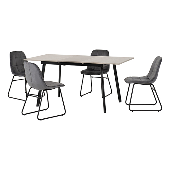 Avah Extending Concrete Effect Dining Table 4 Lyster Grey Chair_1