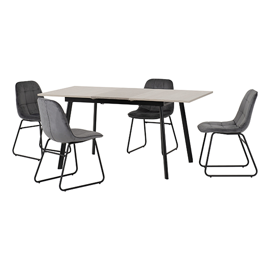 Product photograph of Avah Extending Concrete Effect Dining Table 4 Lyster Grey Chair from Furniture in Fashion