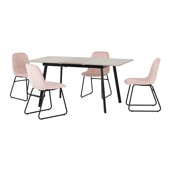 Product photograph of Avah Extending Concrete Effect Dining Table 4 Lyster Pink Chair from Furniture in Fashion