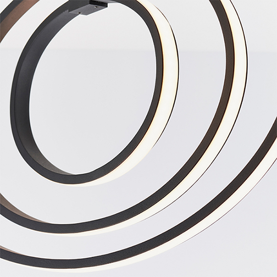 Avali LED 3 Lights Semi Flush Ceiling Light In Matt Black