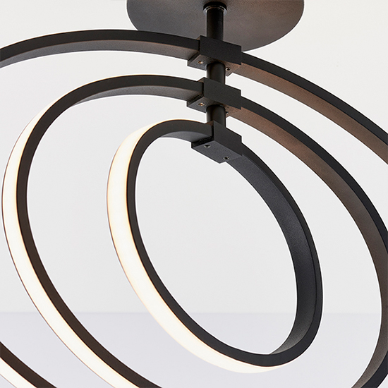 Avali LED 3 Lights Semi Flush Ceiling Light In Matt Black
