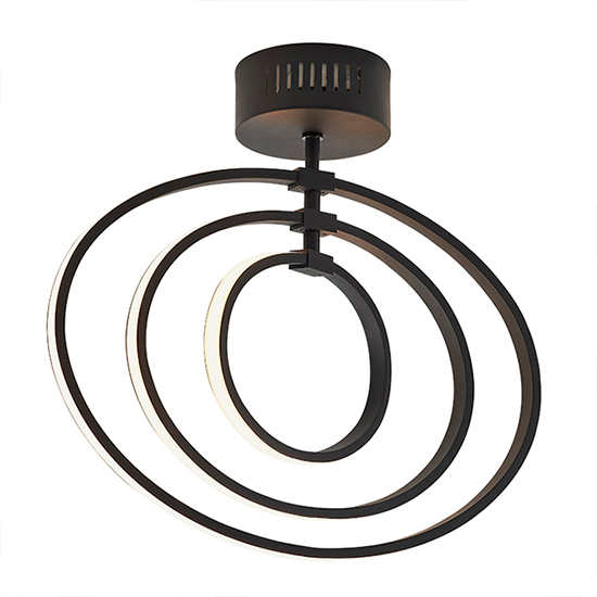 Avali LED 3 Lights Semi Flush Ceiling Light In Matt Black