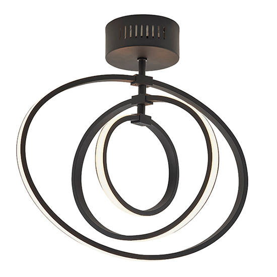Product photograph of Avali Led 3 Lights Semi Flush Ceiling Light In Matt Black from Furniture in Fashion