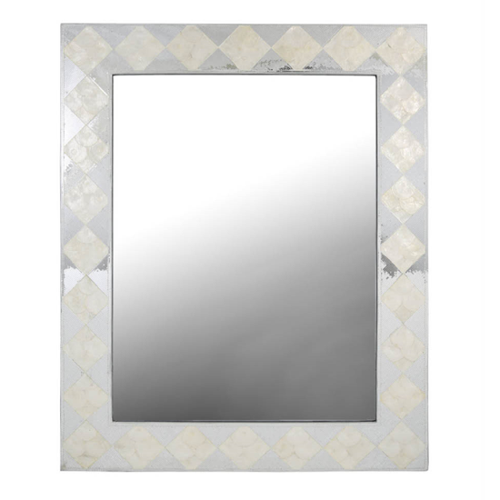 Photo of Avalon wall mirror rectangular in silver and white frame