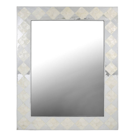 Avalon Wall Mirror Rectangular In Silver And White Frame Furniture in
