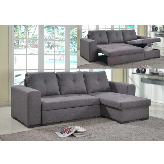 Avalon Modern Corner Sofa Bed In Grey Linen With Storage Furniture Fashion Avalon Modern Corner Sofa Bed In Grey, Linen Corner Sofa Bed