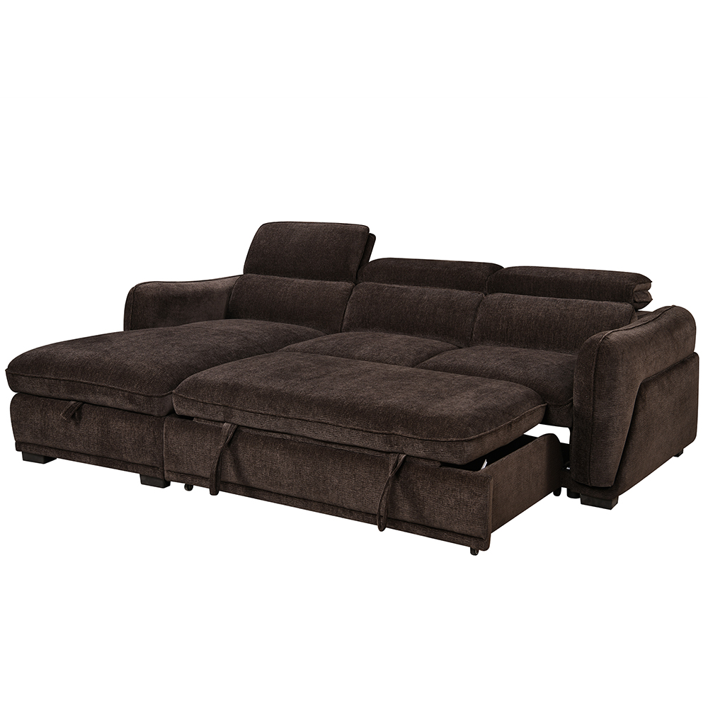 Avani Fabric Left-Handed Sofa Bed in Cocoa