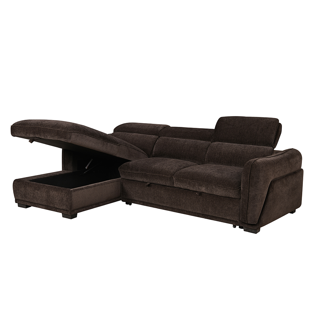 Avani Fabric Left-Handed Sofa Bed in Cocoa