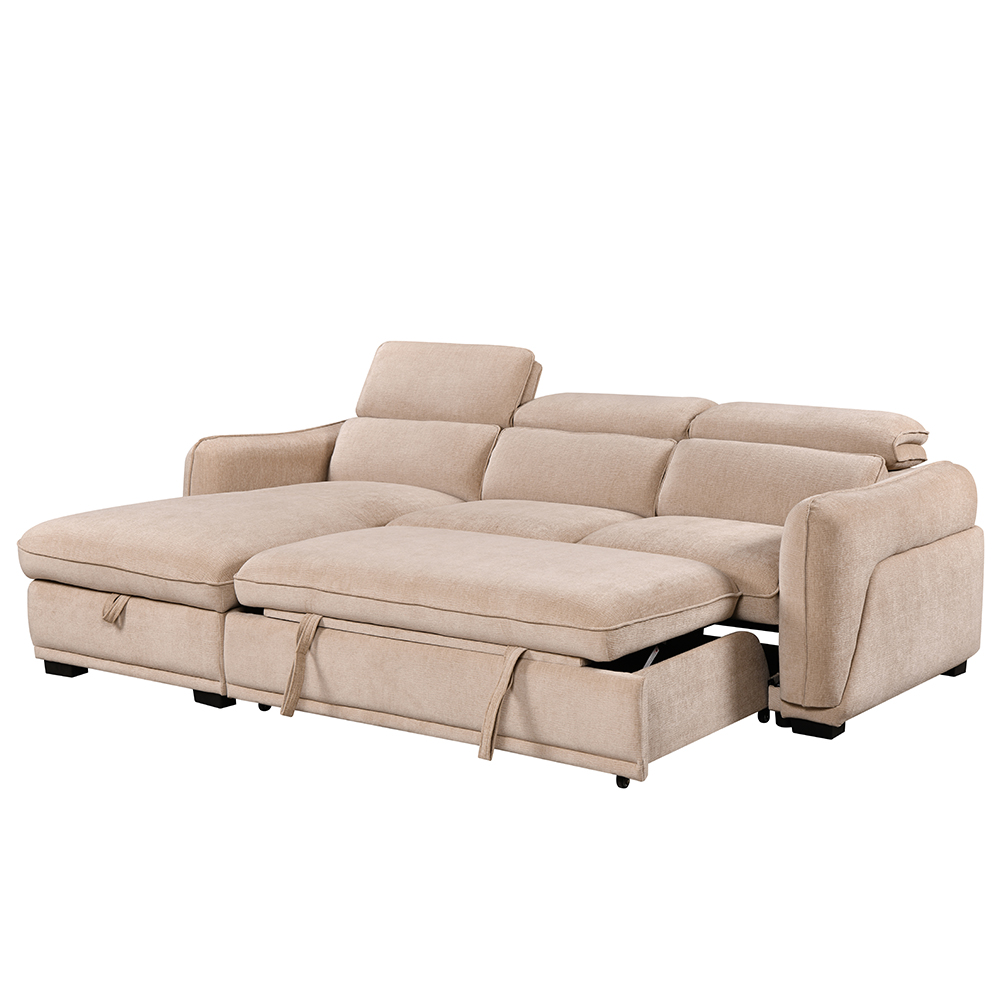 Avani Fabric Left-Handed Sofa Bed in Rye