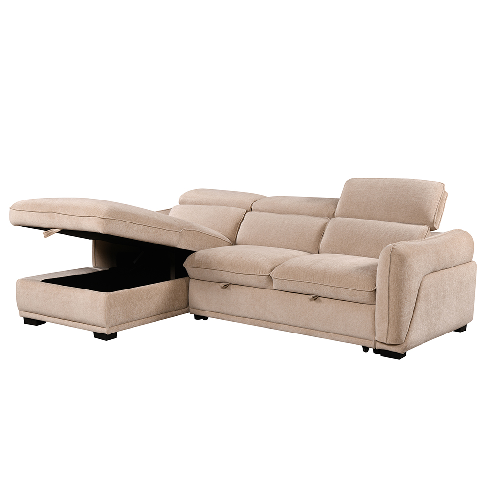 Avani Fabric Left-Handed Sofa Bed in Rye
