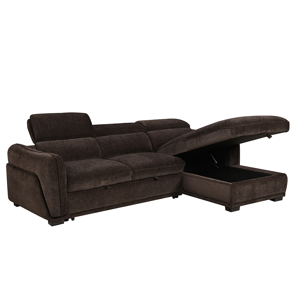 Avani Fabric Right-Handed Sofa Bed in Cocoa