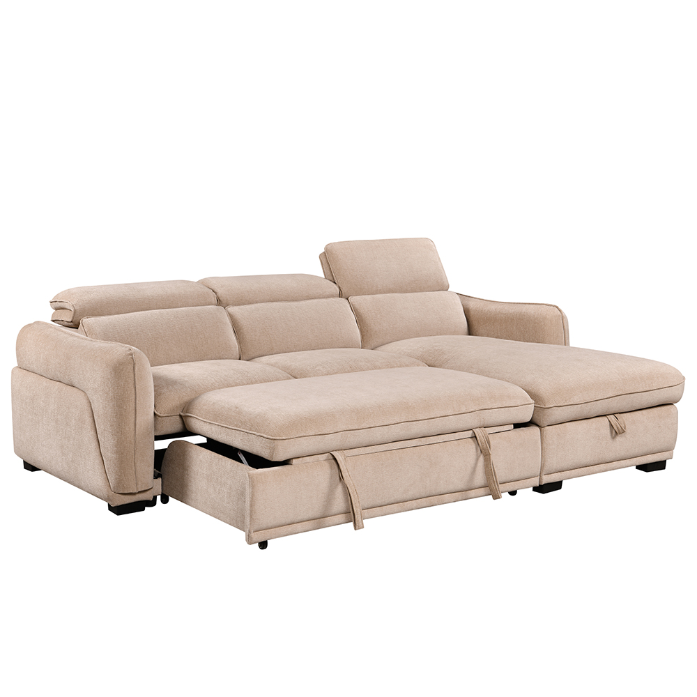 Avani Fabric Right-Handed Sofa Bed in Rye