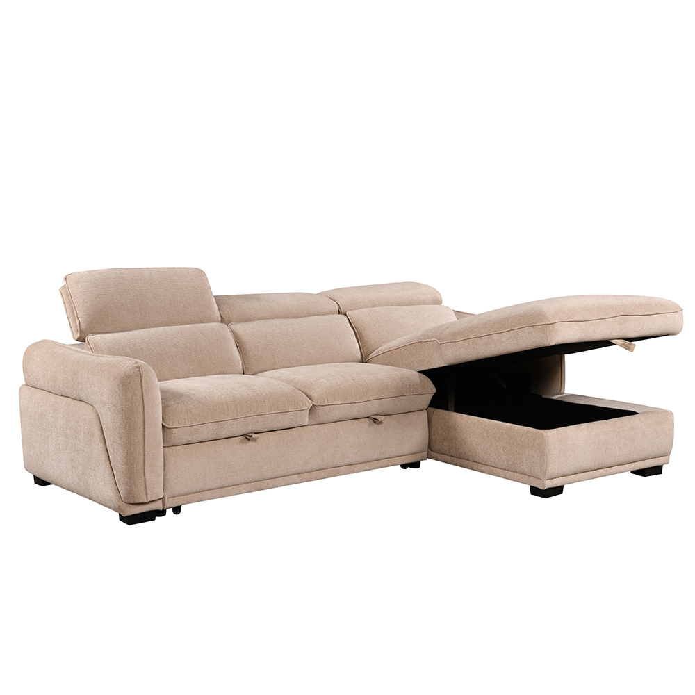 Avani Fabric Right-Handed Sofa Bed in Rye