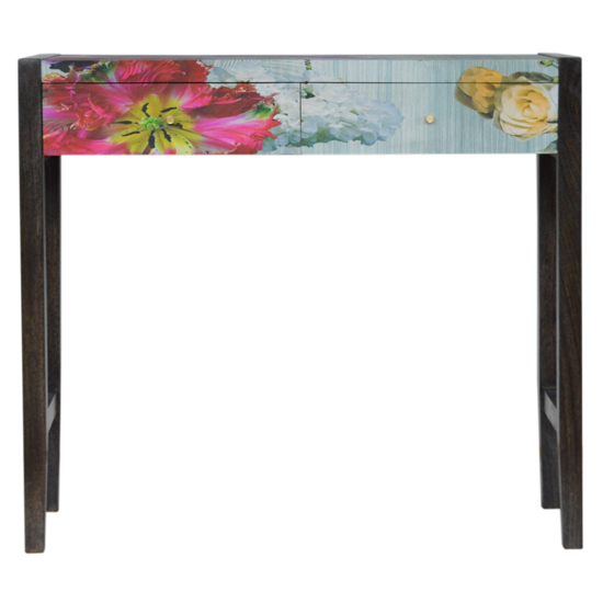 Avanti Wooden Console Table In Floral Pattern_2