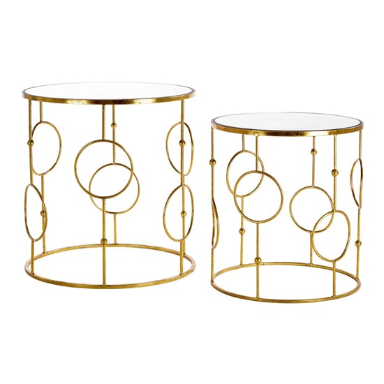 Avanto Set Of 2 Side Tables In Gold With Mirrored Top _1