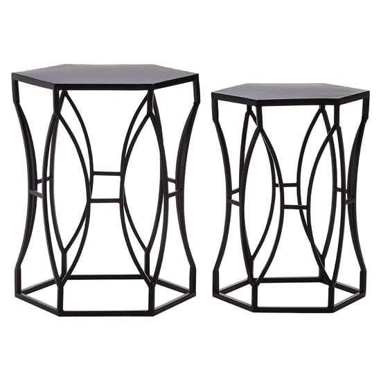 Product photograph of Avanto Metal Set Of 2 Side Tables In Black from Furniture in Fashion